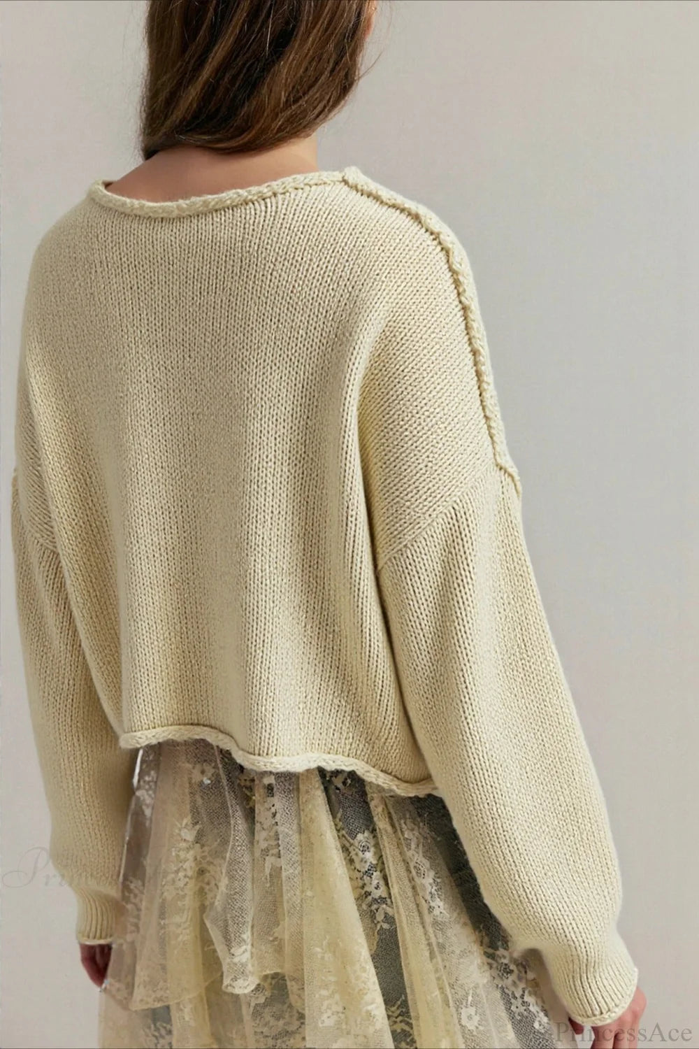 Solid Crewneck Long Sleeve Sweater