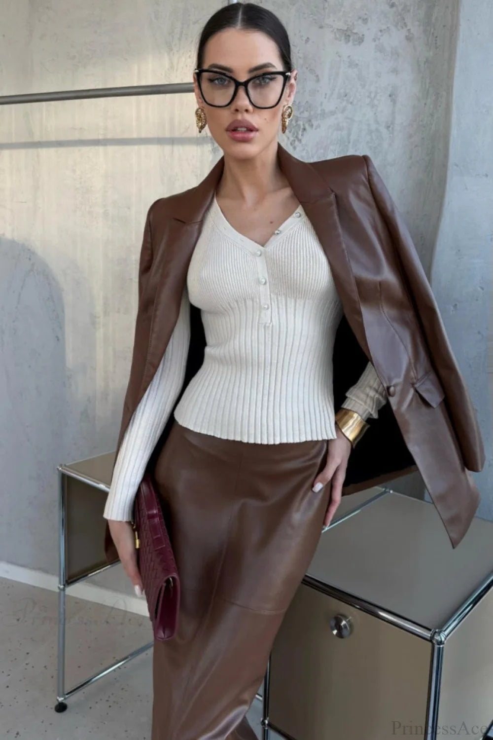 solid Knit Half Placket Slim Long Sleeve Tee