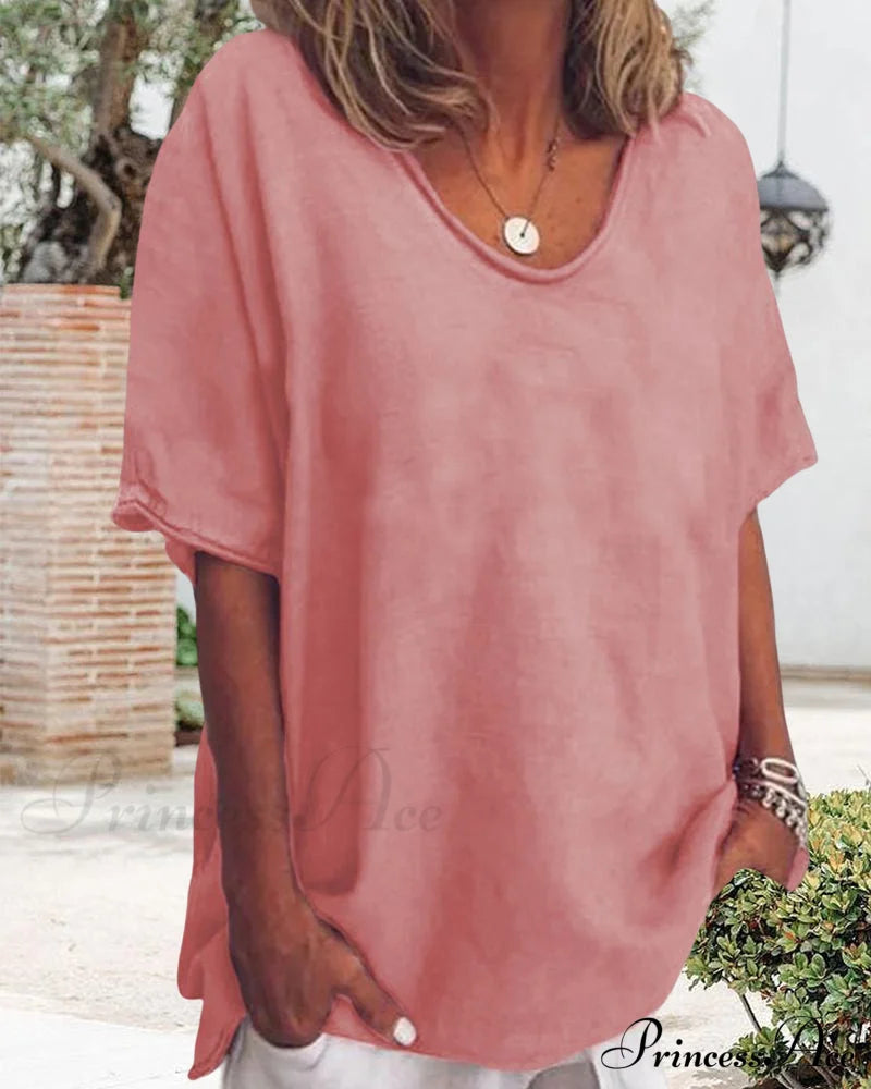 Solid Loose T-Shirt In Neck Round Color T-Shirts