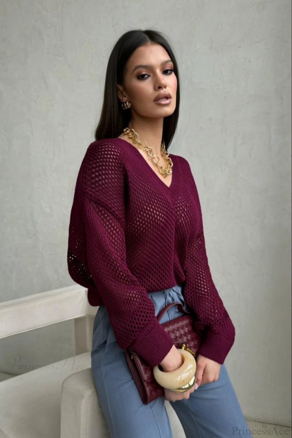 Solid Minimalist Cutout Chic Cropped Sweater