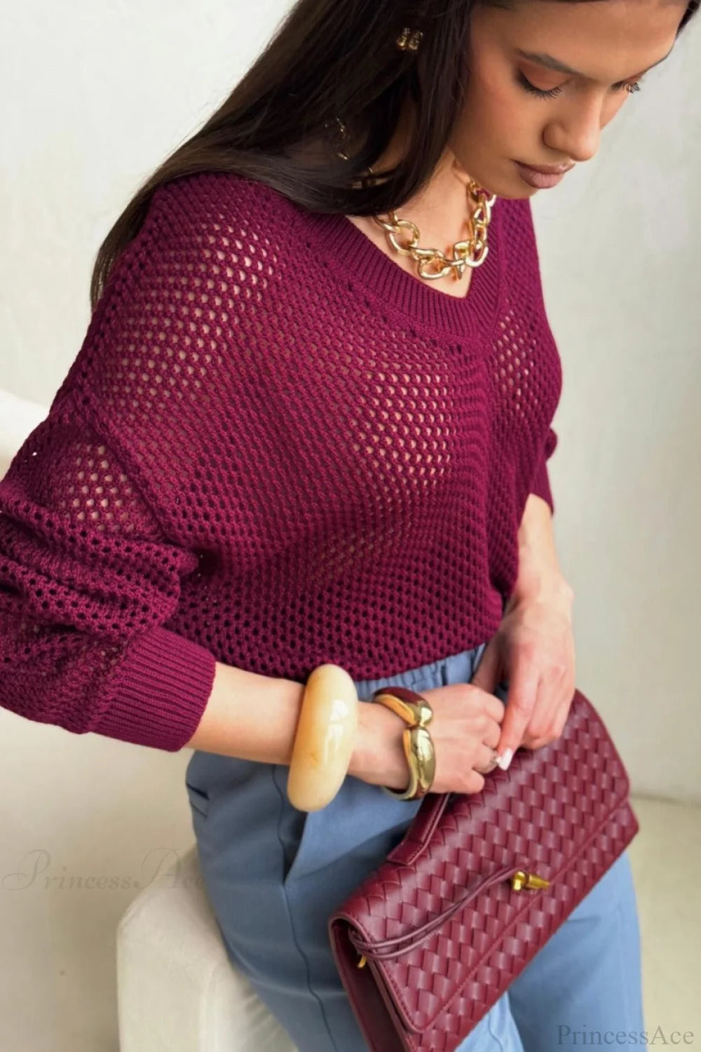 Solid Minimalist Cutout Chic Cropped Sweater