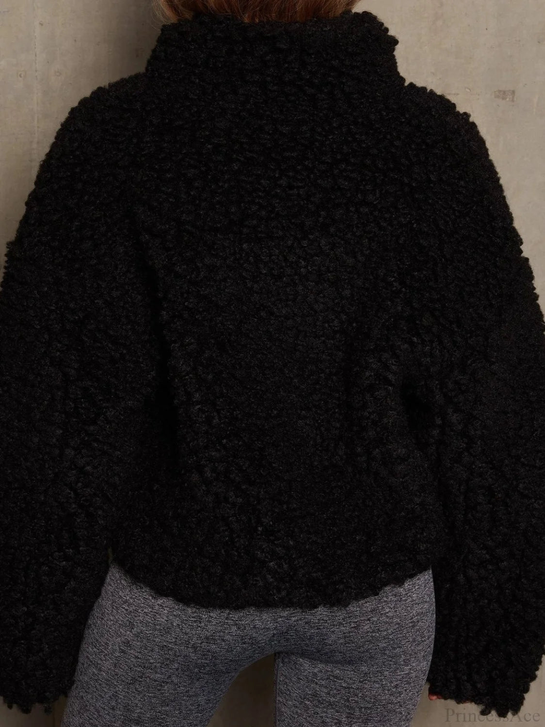 Solid Minimalist Sherpa Cropped Fuzzy Coat