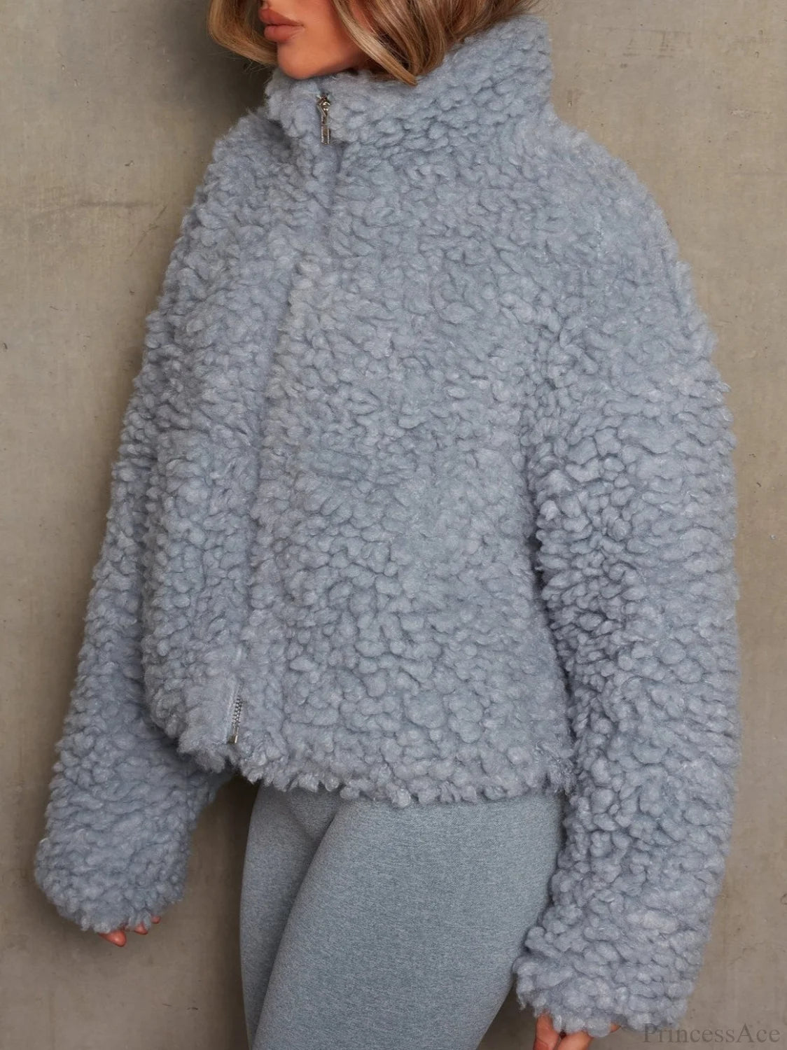 Solid Minimalist Sherpa Cropped Fuzzy Coat