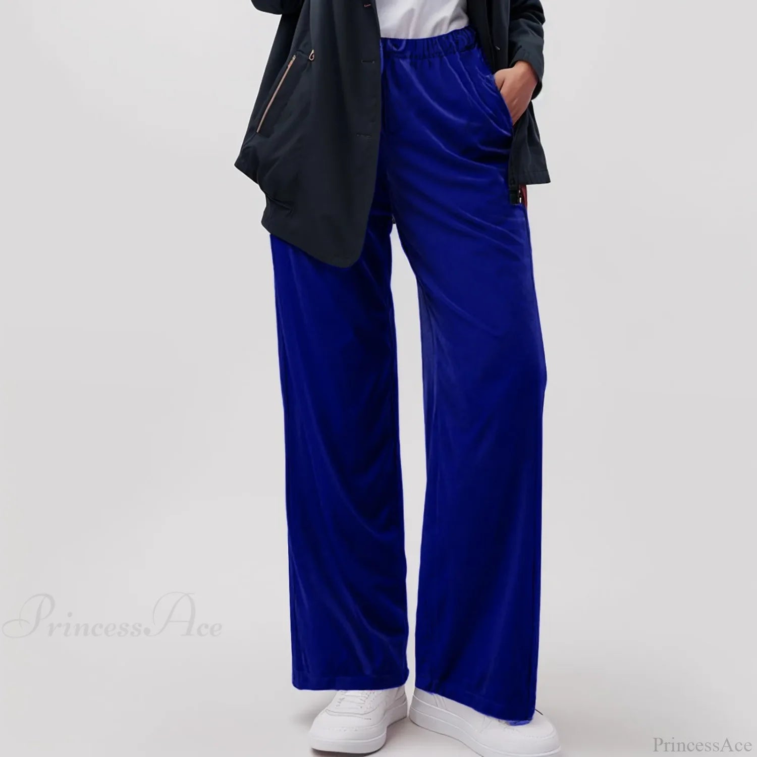 Solid Pocket Stretch Yoga Casual Pants Blue / S