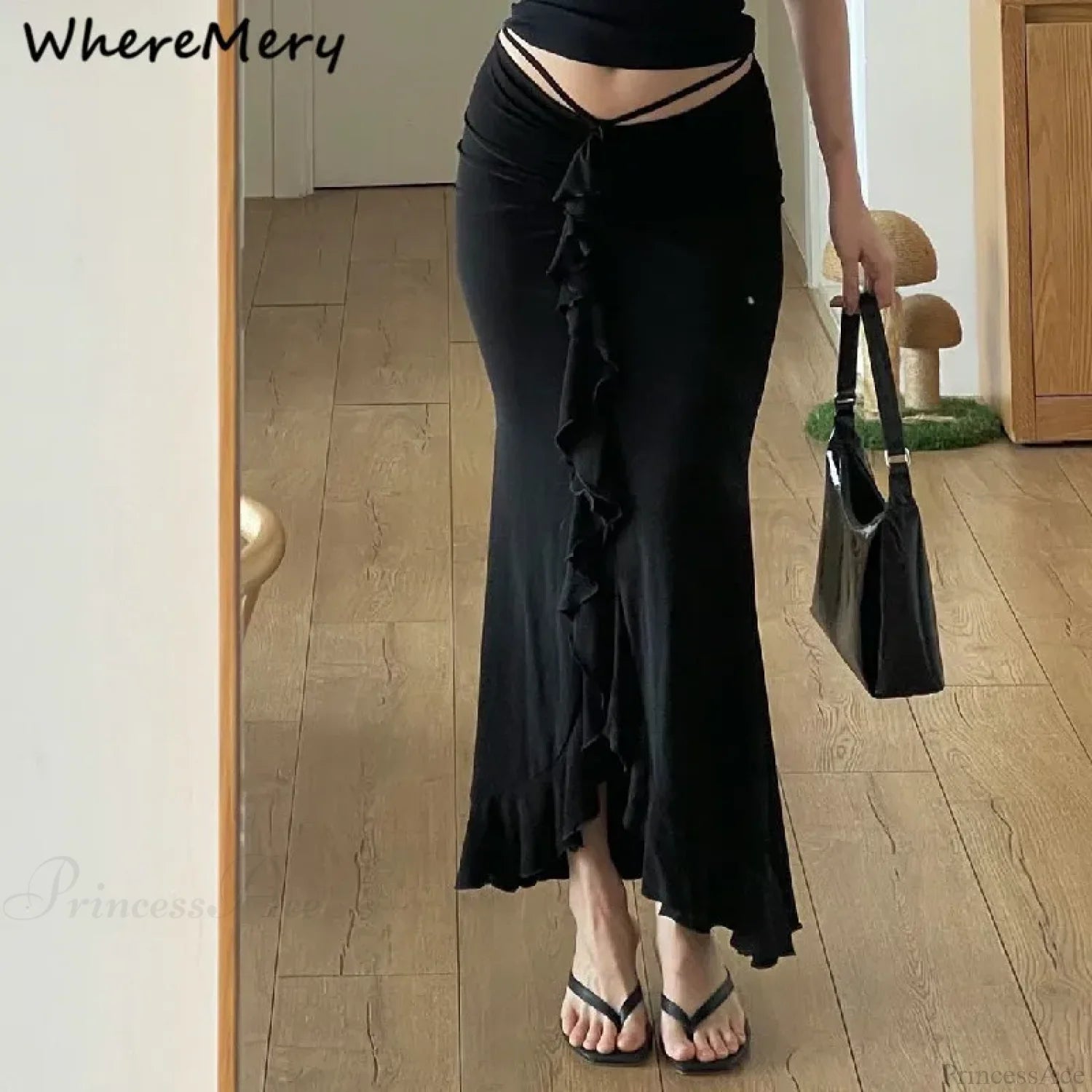 Solid Ruffles Bandage Street Skirt