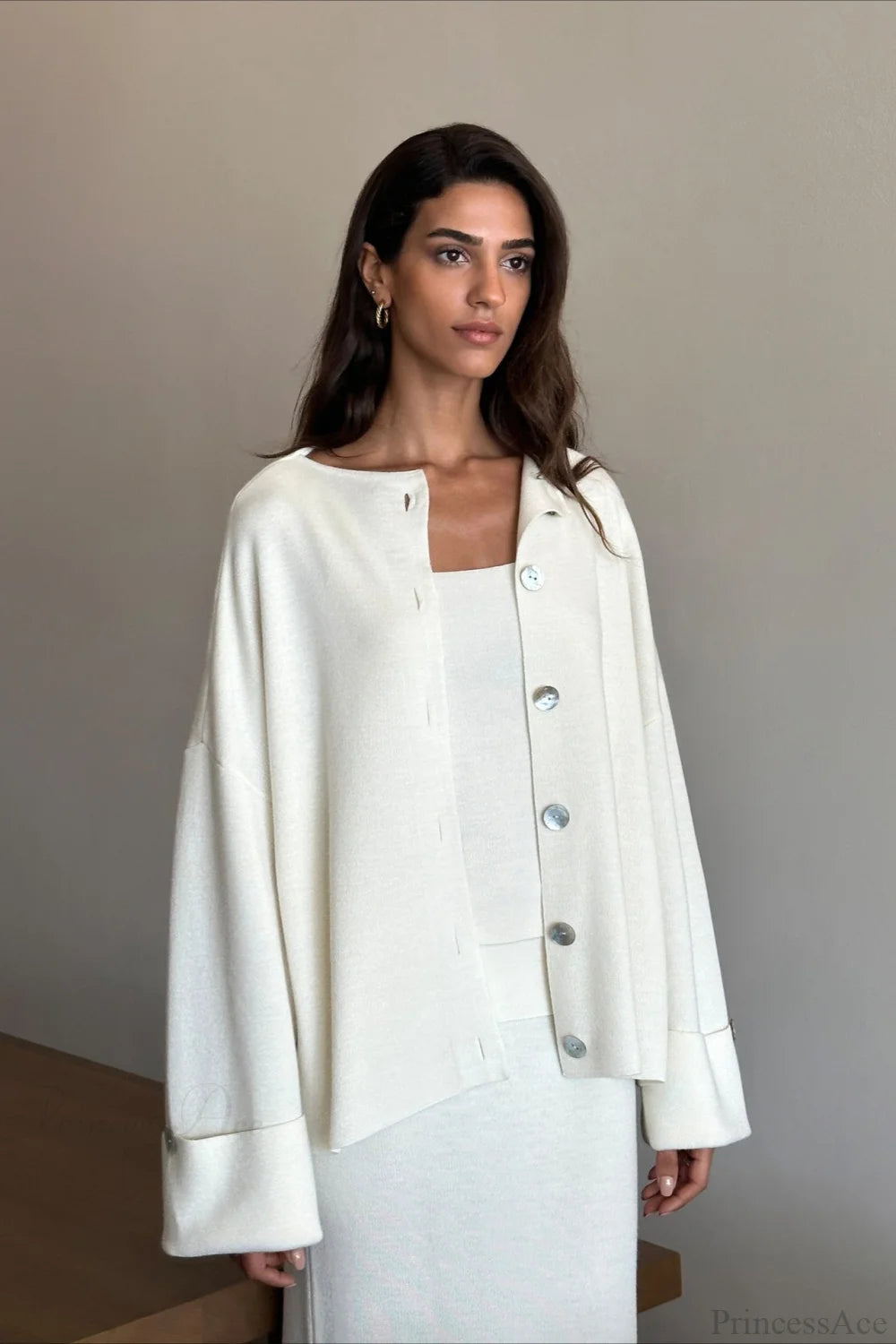 Solid Soft Minimalist Knit Cami Midi Skirt Three Piece Set