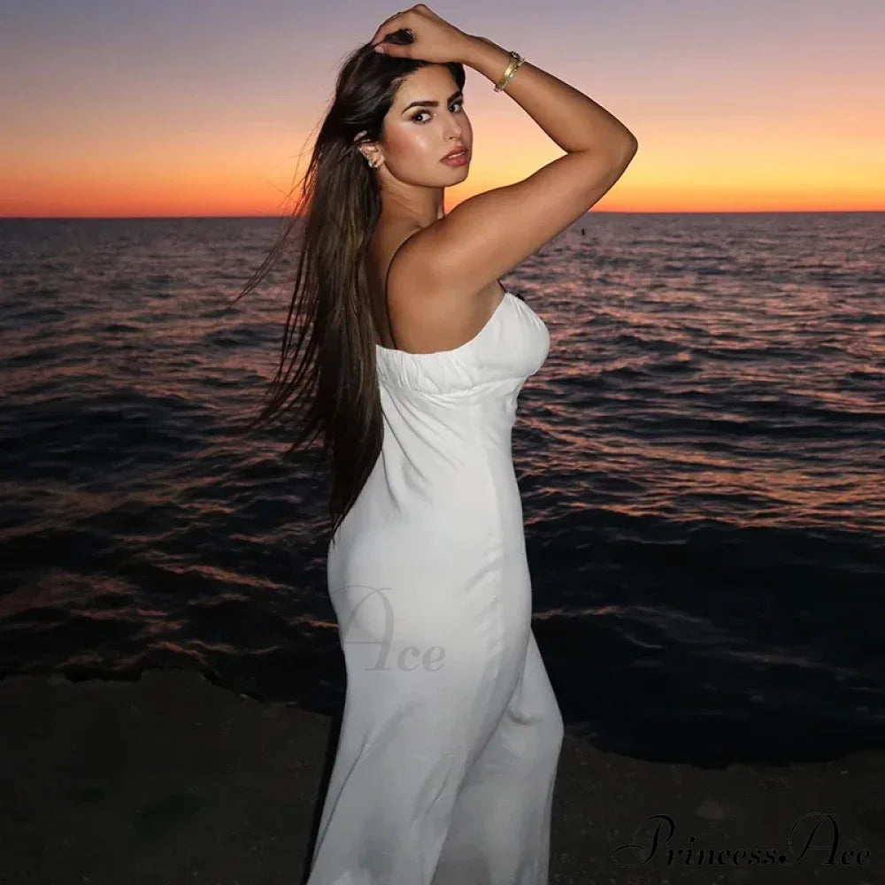 Spaghetti Strap Detail Long Sleeveless Club Party Midi Dress