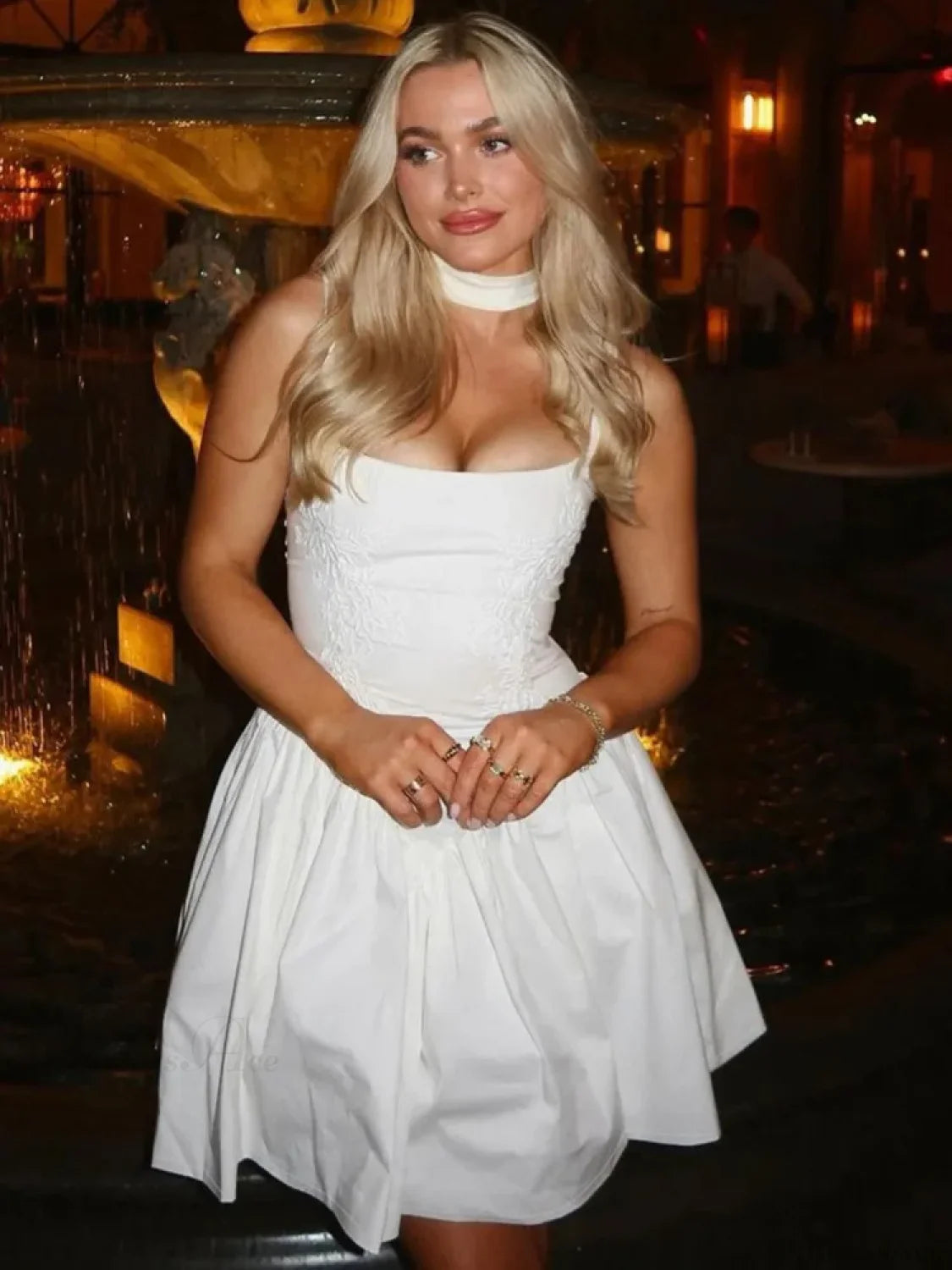 Spaghetti Strap Pleated Mini Dress minidress-250223