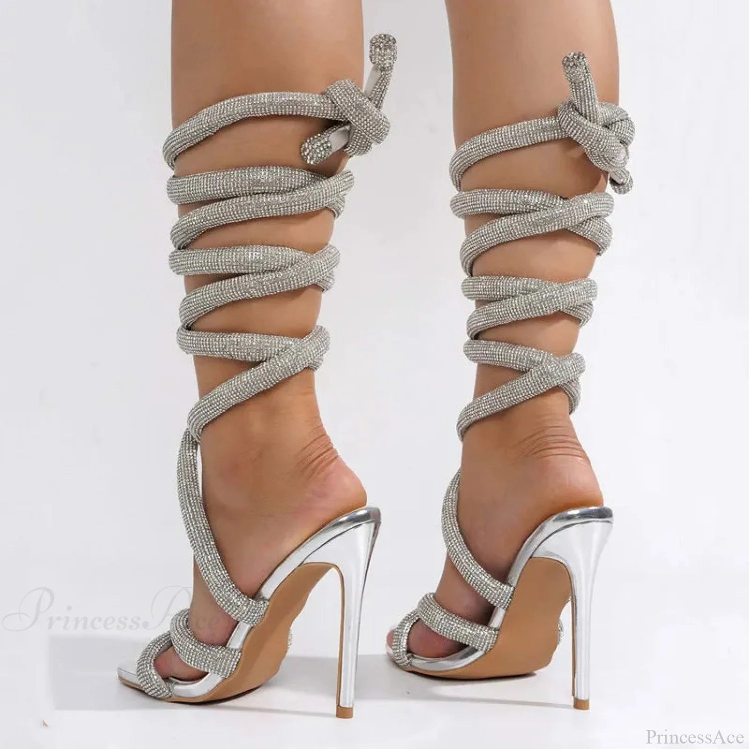 Sparkling Gothic Ankle Strap Gladiator Sandals Tall Heel