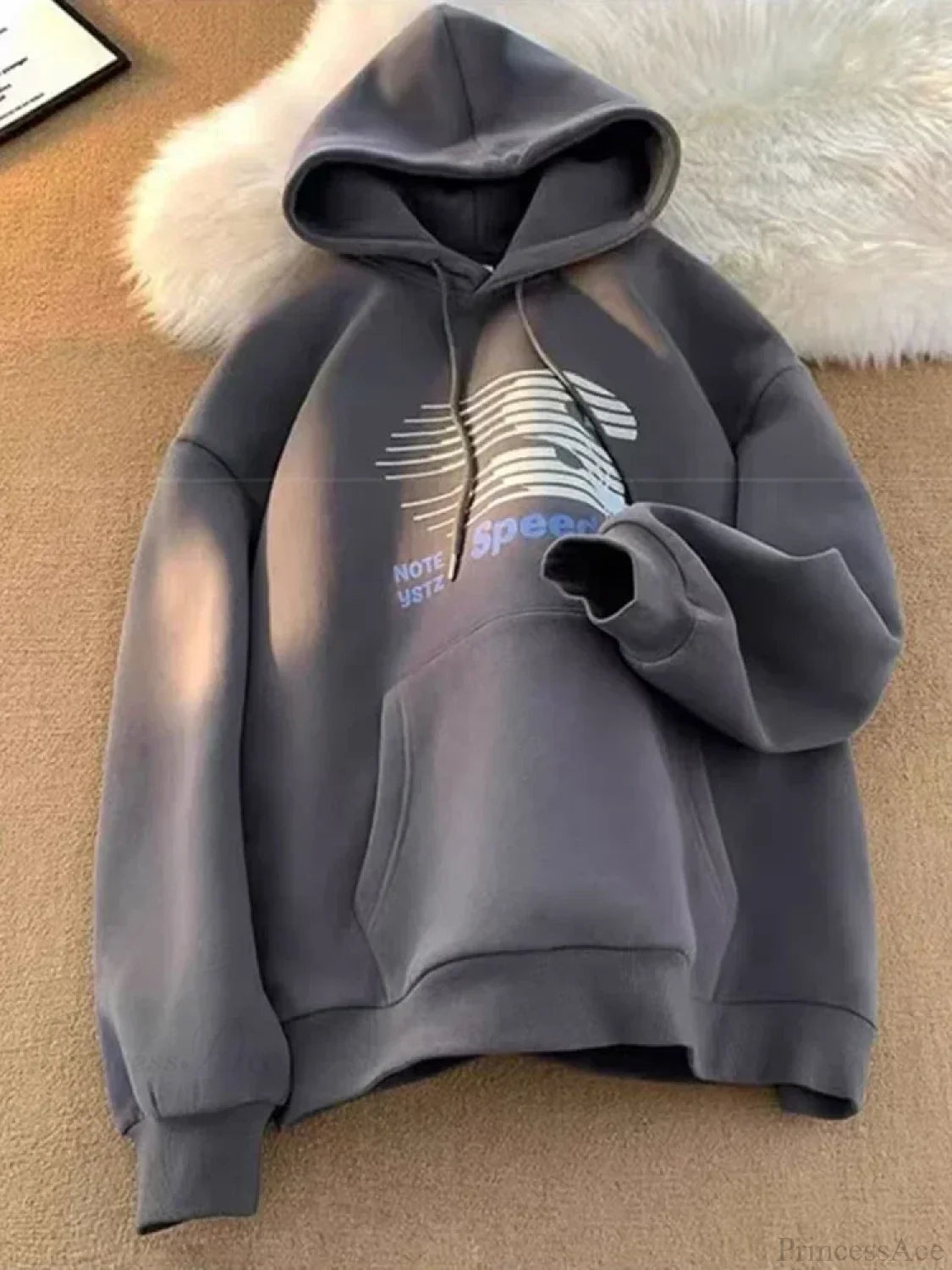 Speedway Letter Graphic Hoodie Dark Grey / M(40-45KG)