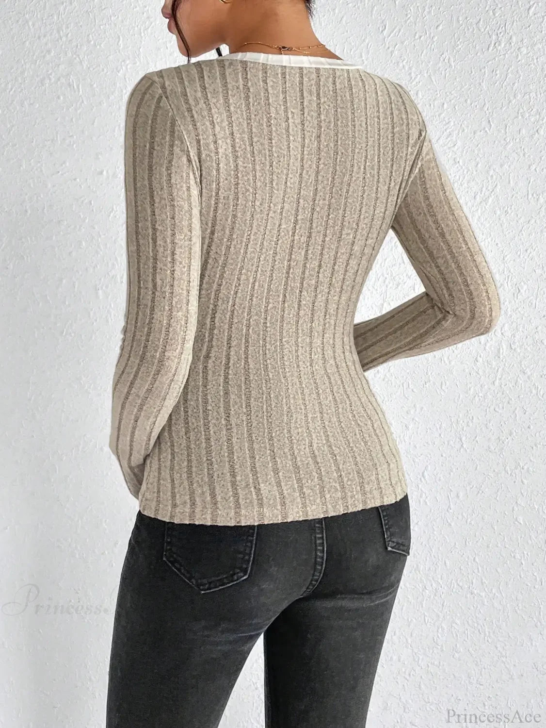 Spice Girl Sexy Thin V-Neck Design Personality T-shirt Women knittop-250126