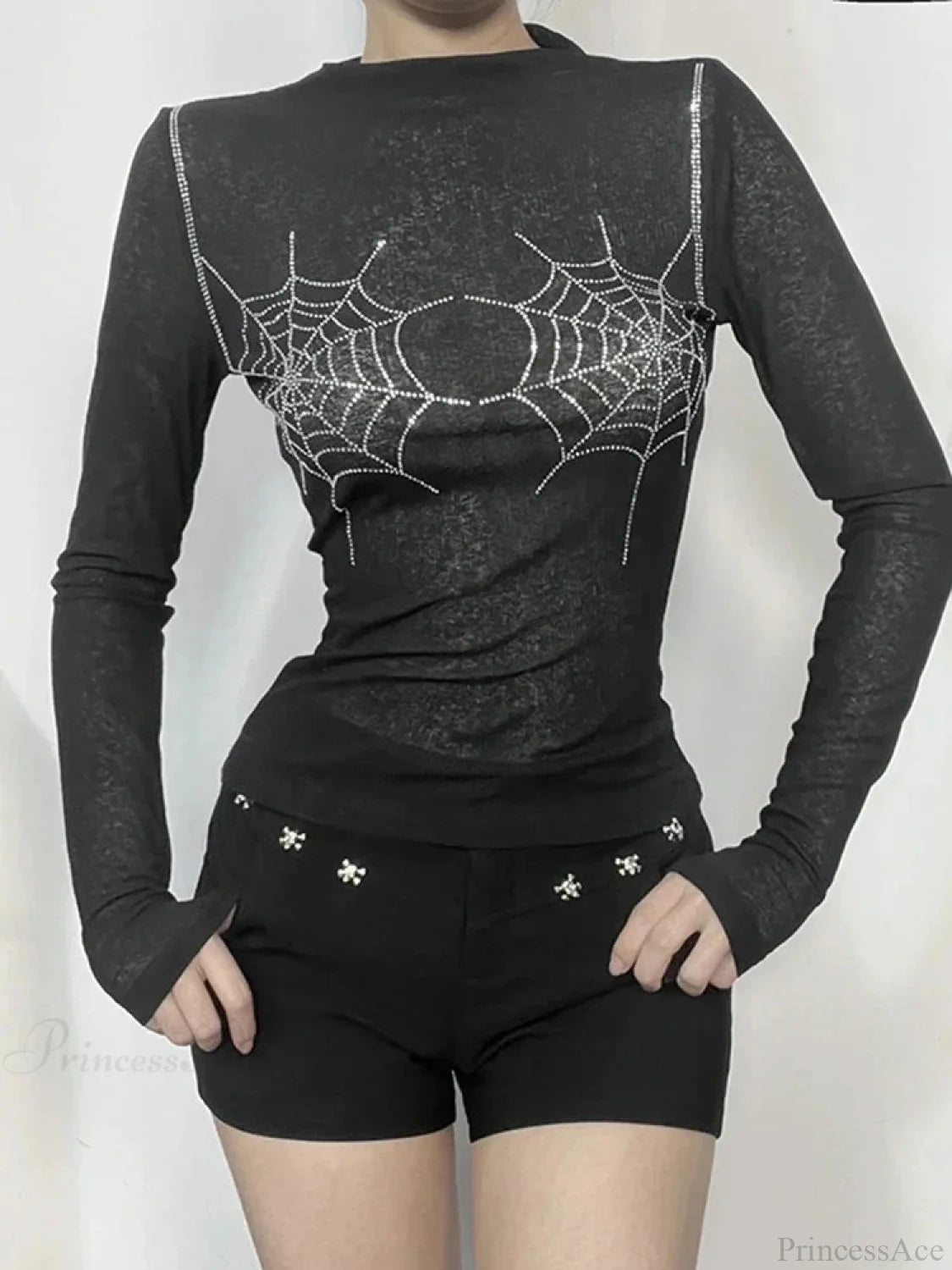 Spider Web Round-neck Knit Top