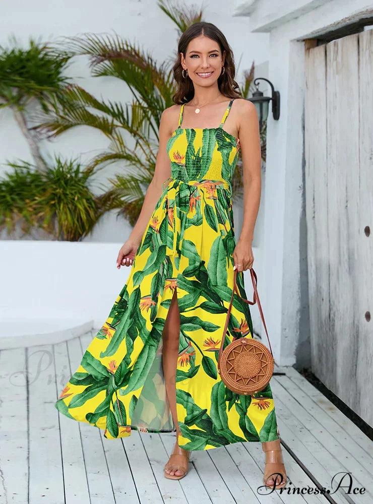 Split Waist Bohemian High Dress L / Black