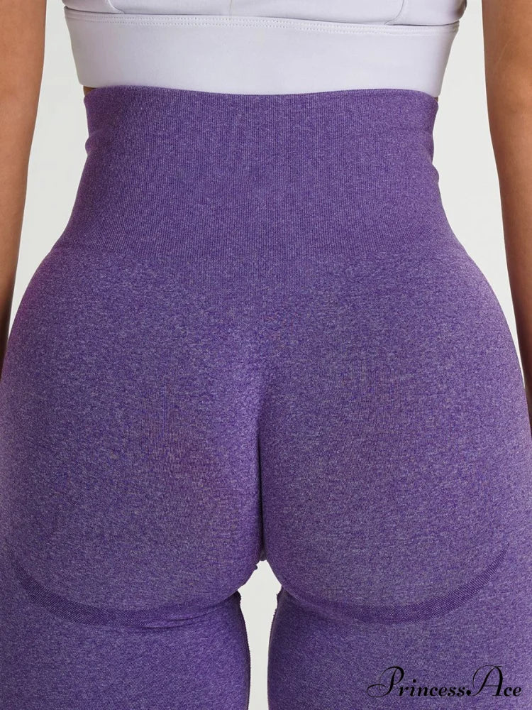 Sport Slim Shorts Seamless Leggings Purple / S
