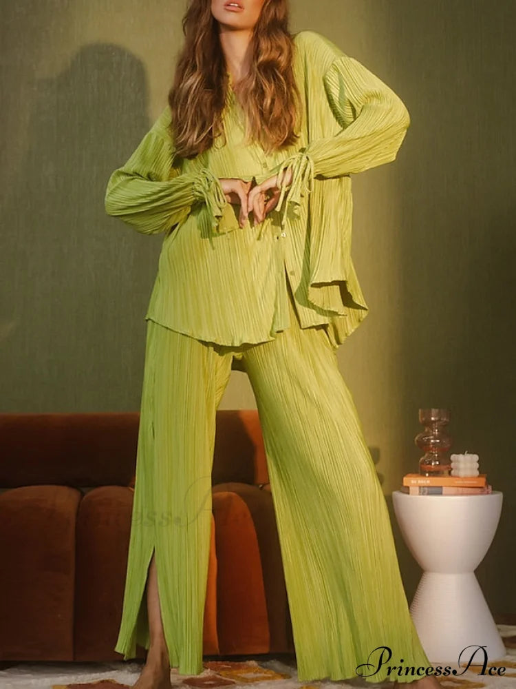 Spring Black Casual Color Blouse Sets Arm Light Fashion White - Daily Pants Regular Solid Long Fit