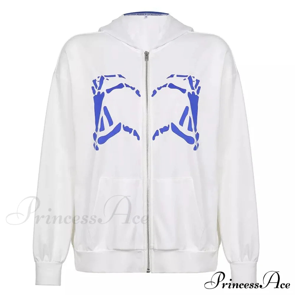 Spring Hoodie Hop Zipper Y2K Oversized Women’s Gray Embroidery Letter Streetwear Punk Hip