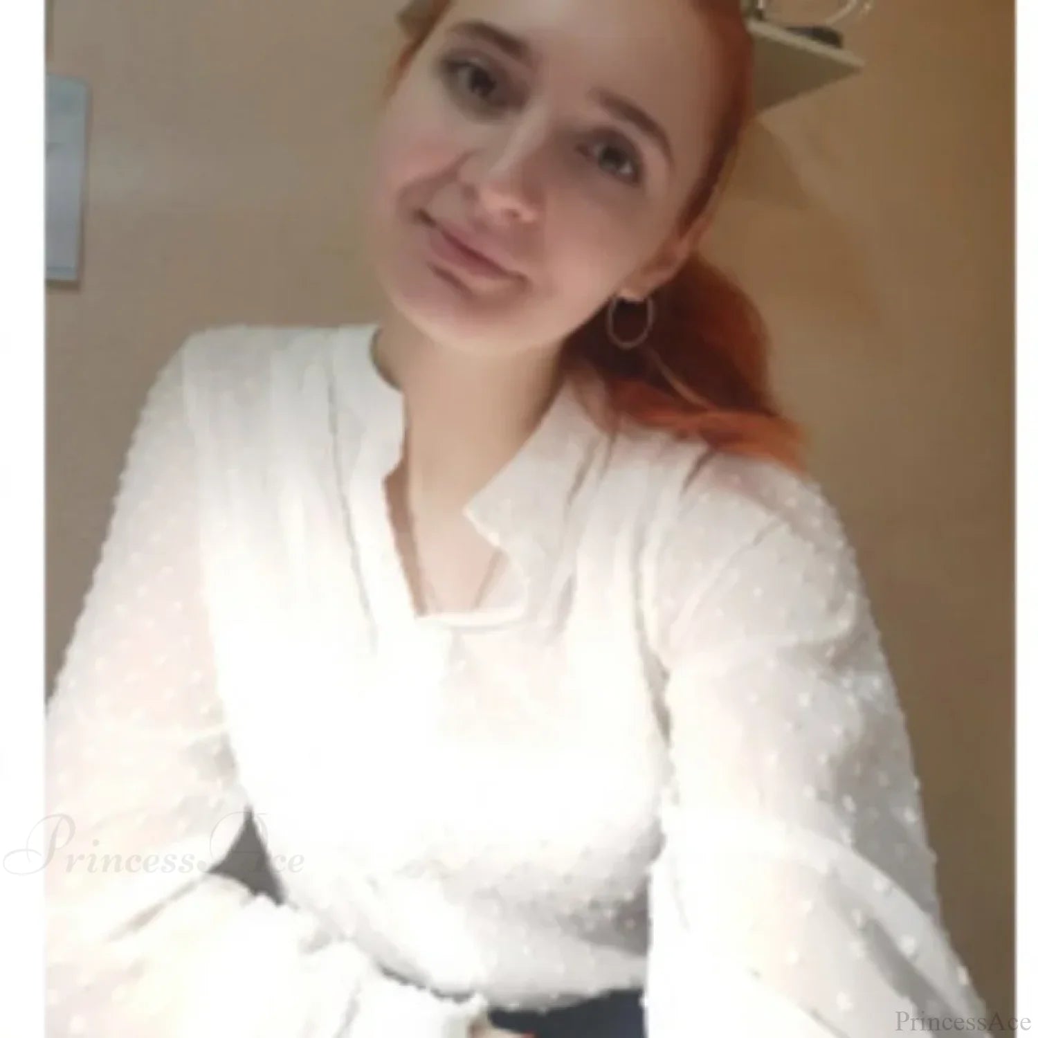 Spring Long Sleeve White Office Blouse blouse-250126