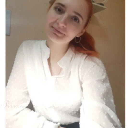 Spring Long Sleeve White Office Blouse blouse-250126