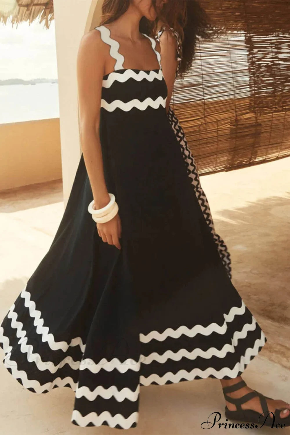 Square Collar Stylish Spaghetti Straps Dress Dresses