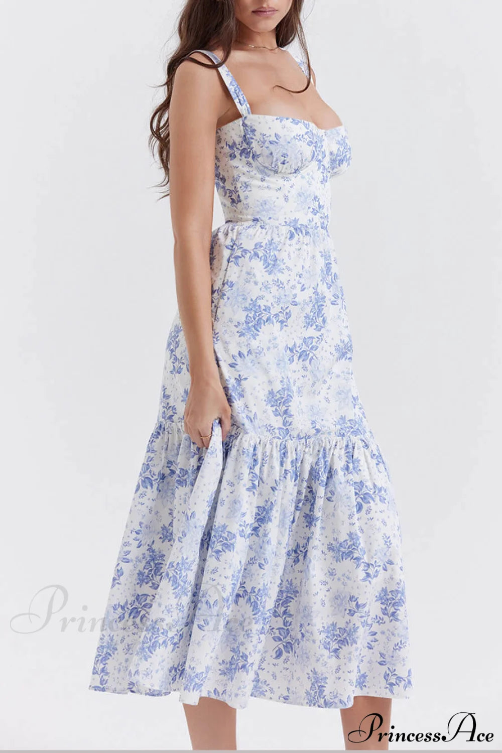 Strap A-Hem Stylish Floral Midi Dress Dresses