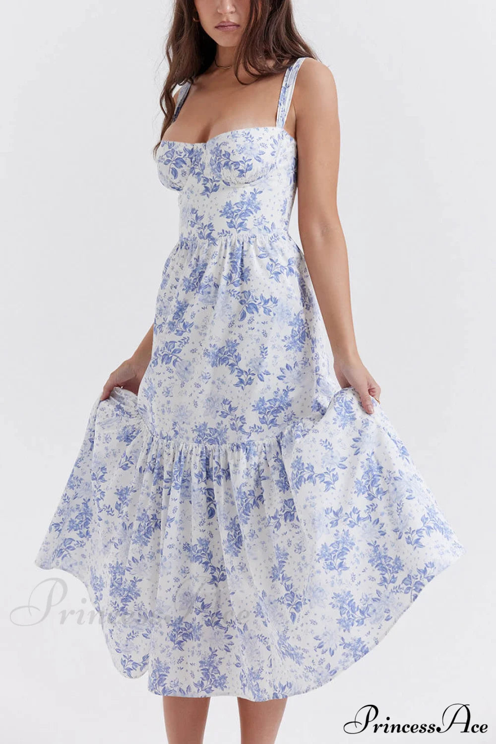 Strap A-Hem Stylish Floral Midi Dress Dresses