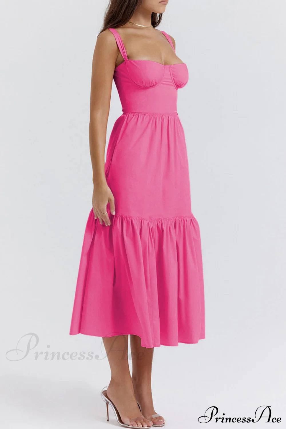 Strap Solid Color Charming A-Hem Midi Dress Dresses