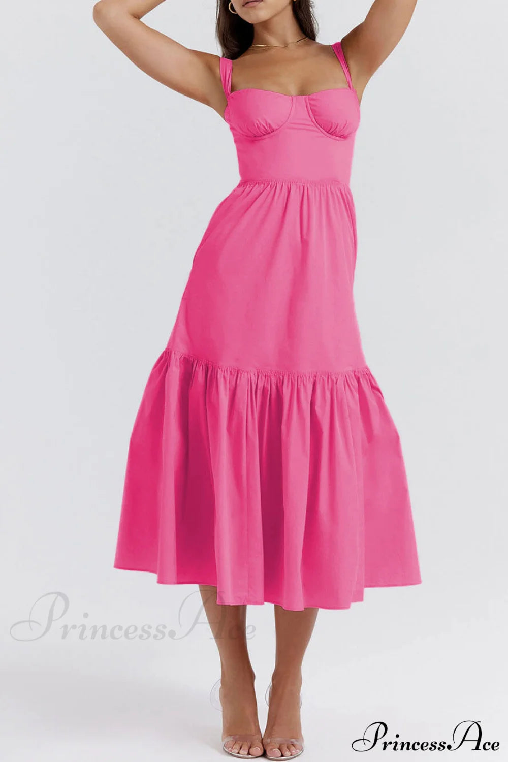 Strap Solid Color Charming A-Hem Midi Dress Dresses