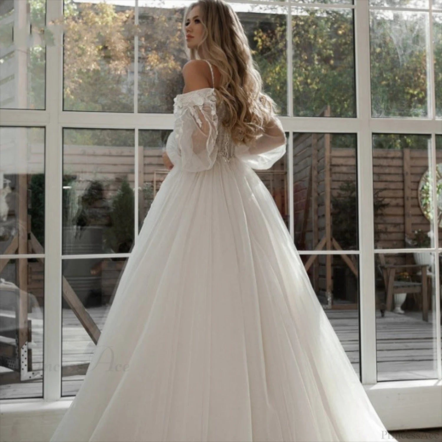 Strapless Lace Long Train Wedding Dress weddingdress-250223