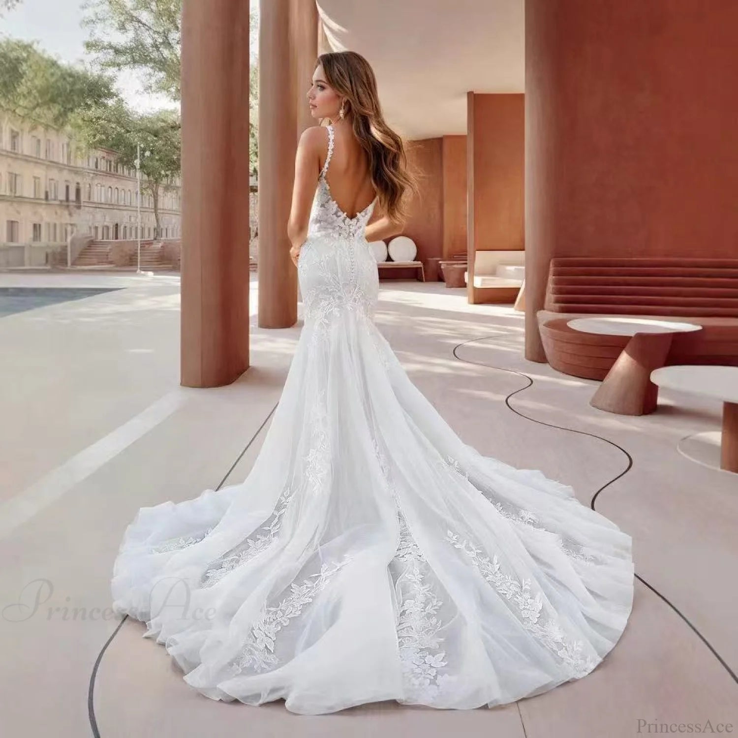 Strapless Satin Mermaid Bridal Wedding Dress White / 2 weddingdress-250223