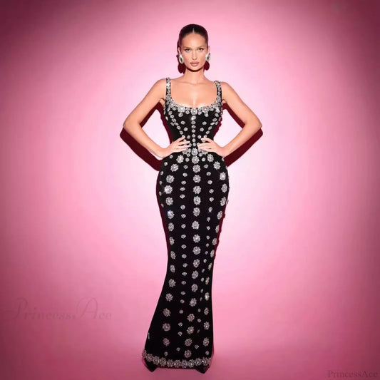 Strapless Sequin Flower Bandage Prom Dress promdress-250223