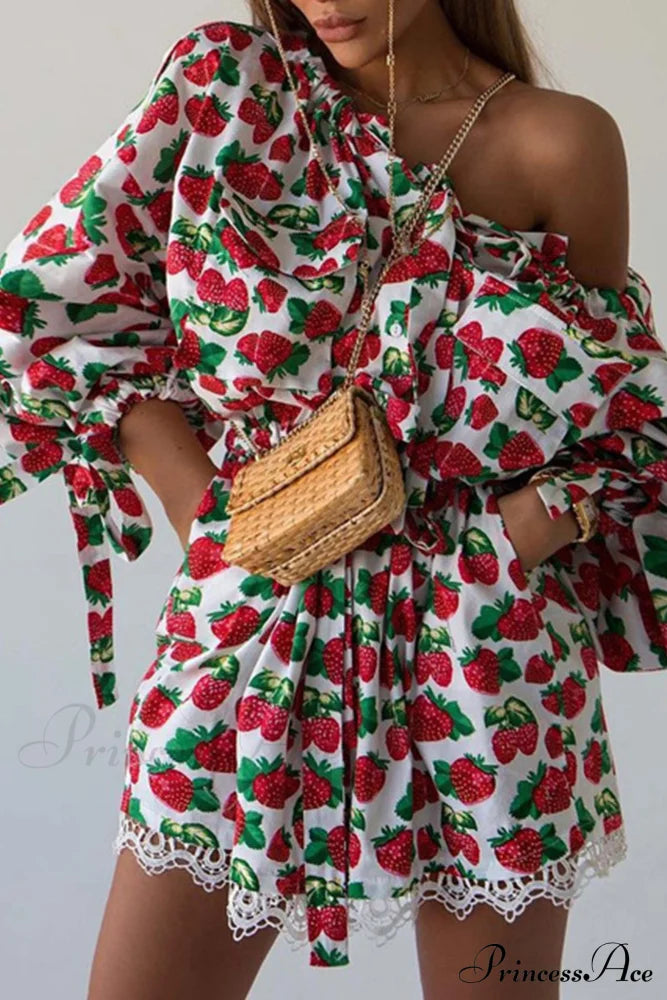 Strawberry Drop Shoulder Dress Red / M Mini Dresses