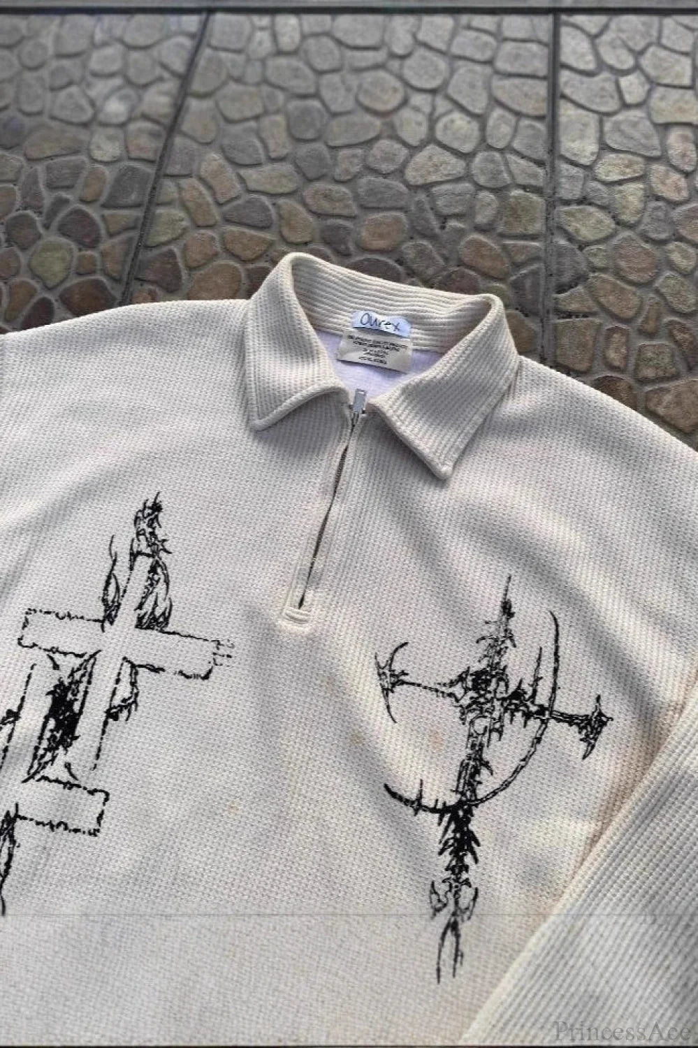 Street-Inspired Oversized Gun Graphic Letter Sweatshirt