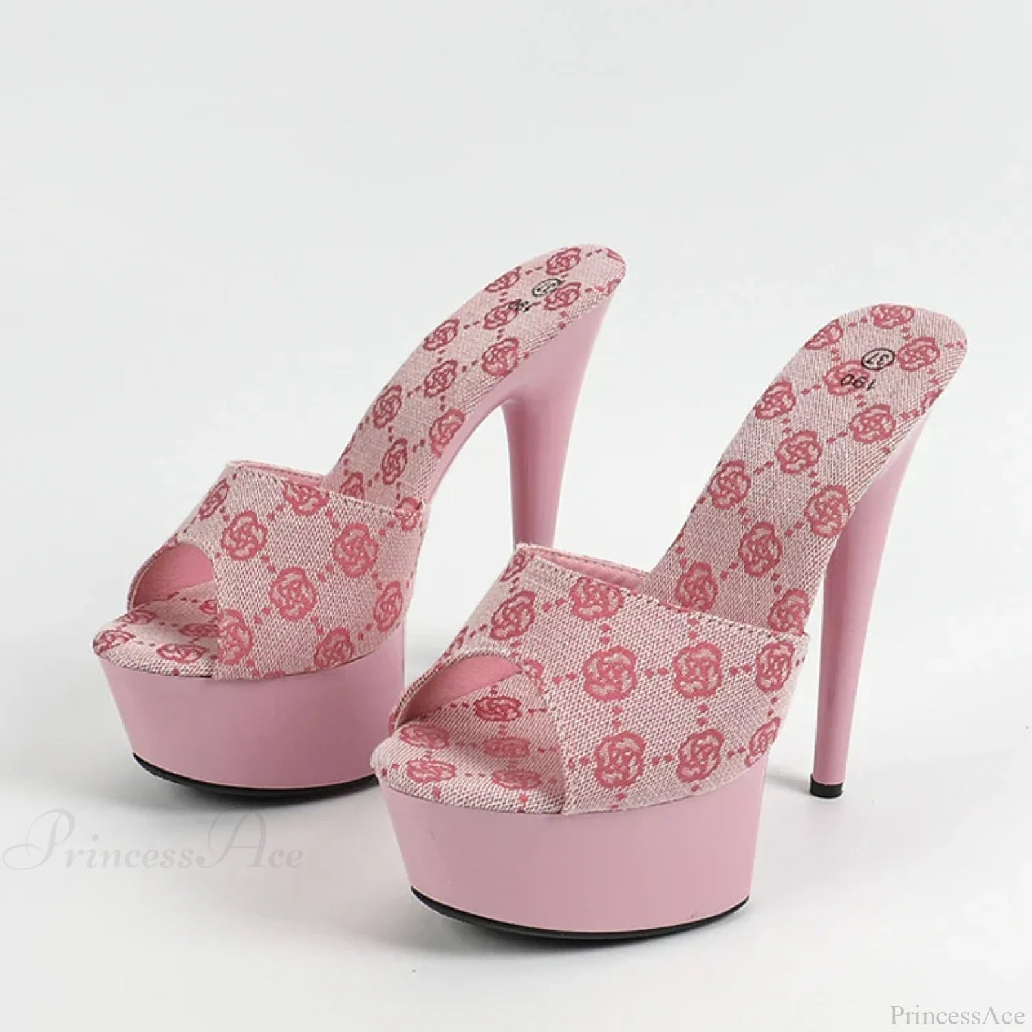 Street-Style Sexy Platform Peep-Toe Super-High Party Prom Slippers Slender High Heel Pink / 34