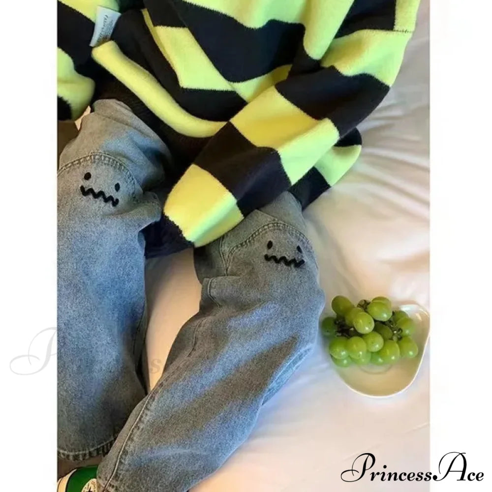 Street Trend Ruffian Handsome Letter Hip Hop Personality Fashion Ladies Trousers Jean