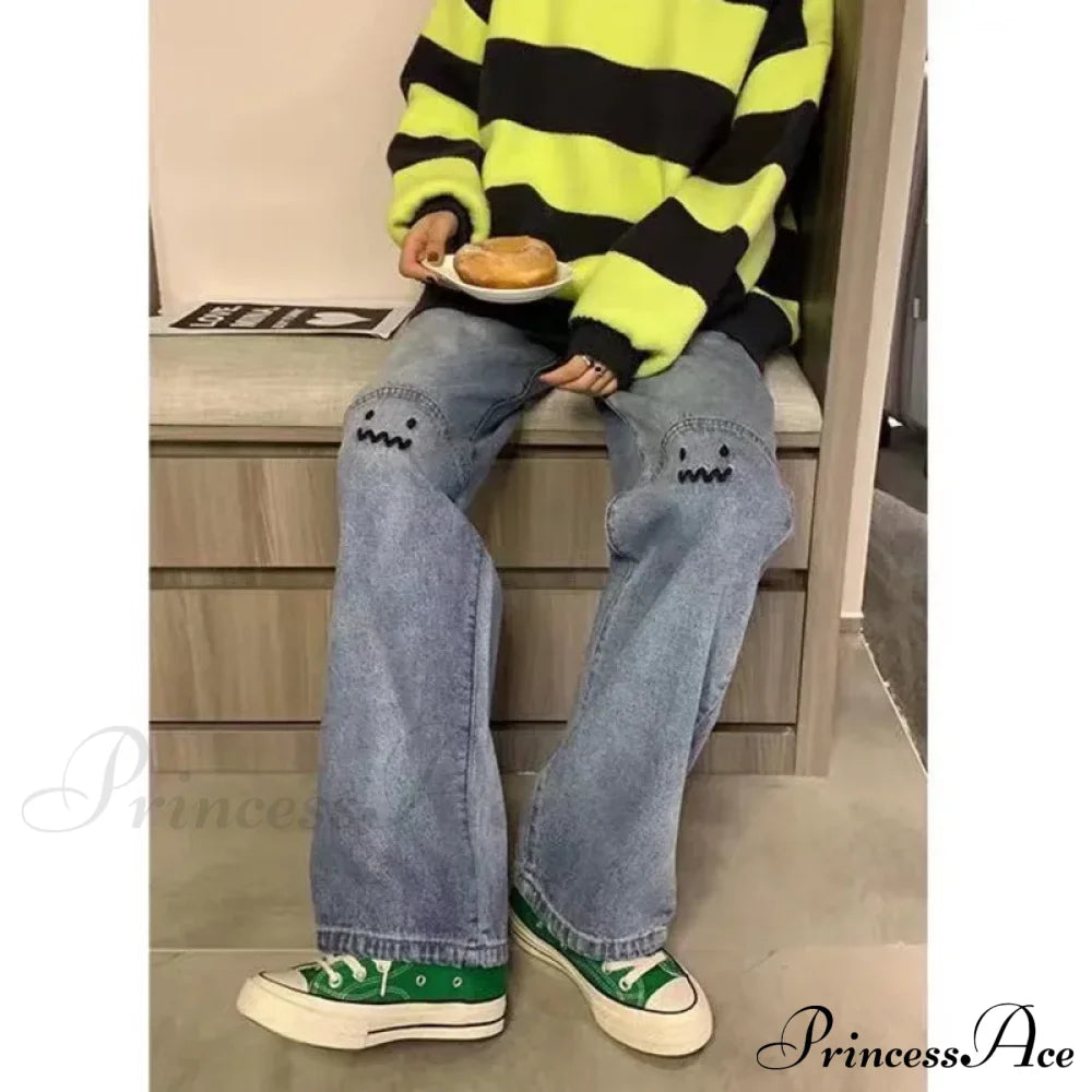 Street Trend Ruffian Handsome Letter Hip Hop Personality Fashion Ladies Trousers Jean