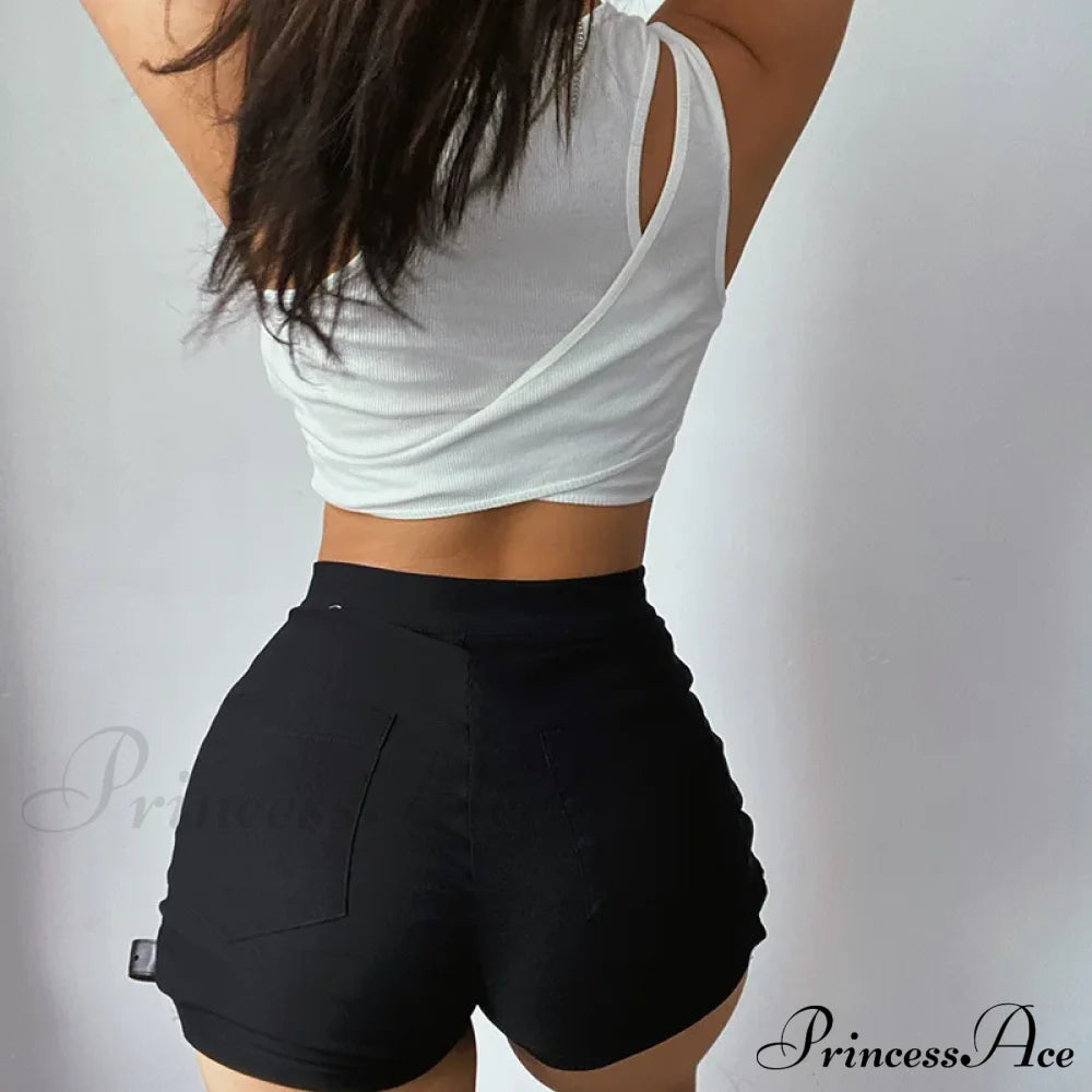 Streetwear Asymmetrical Two Piece Vest Summer Clothes For Women Casual Ribbed Crops Tank Top