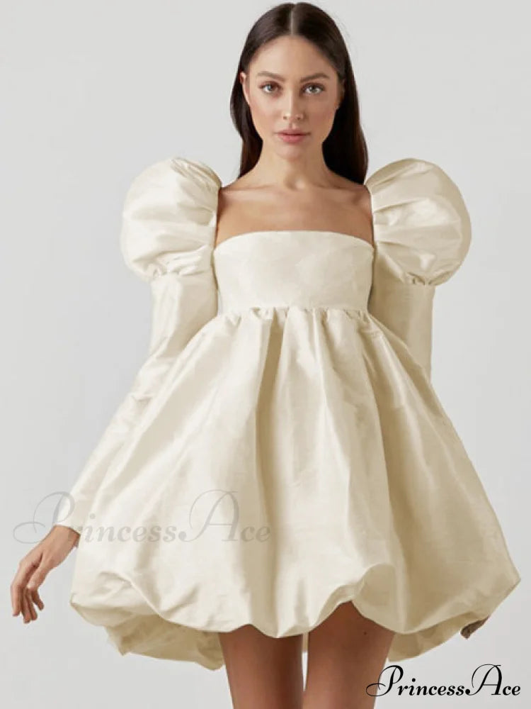 Streetwear Party Backless Y2K In - Gown Long With Elegant Folded Mini Puffy Dresses Ball Women For