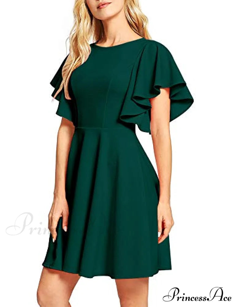 Stretchy Line Swing Flared Skater Christmas Dress