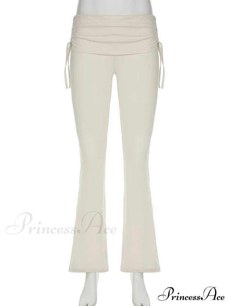 Stripe Drawstring Elastic Low Waist Baggy Sweatpants Straight Leg Pants