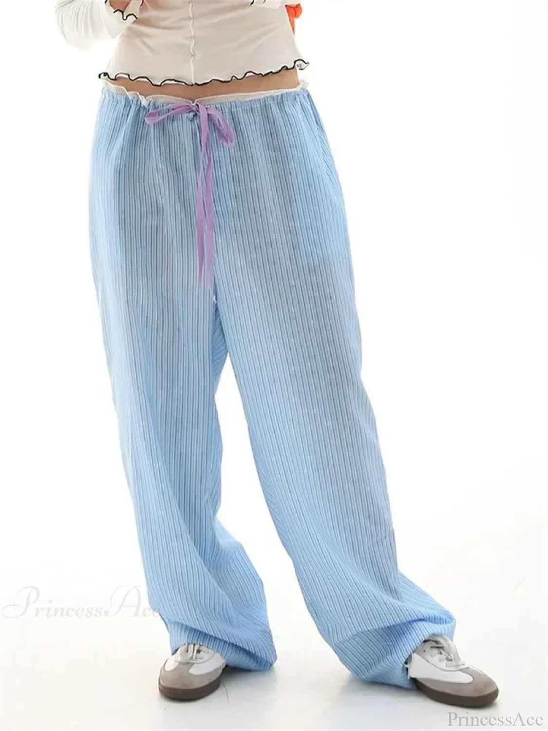 Stripe Drawstring Wide Leg Casual Sweatpant Pant pant-250223
