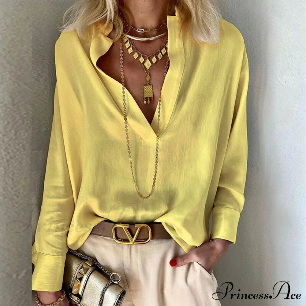 Stripe Shirt Yellow / S Tops & Blouses