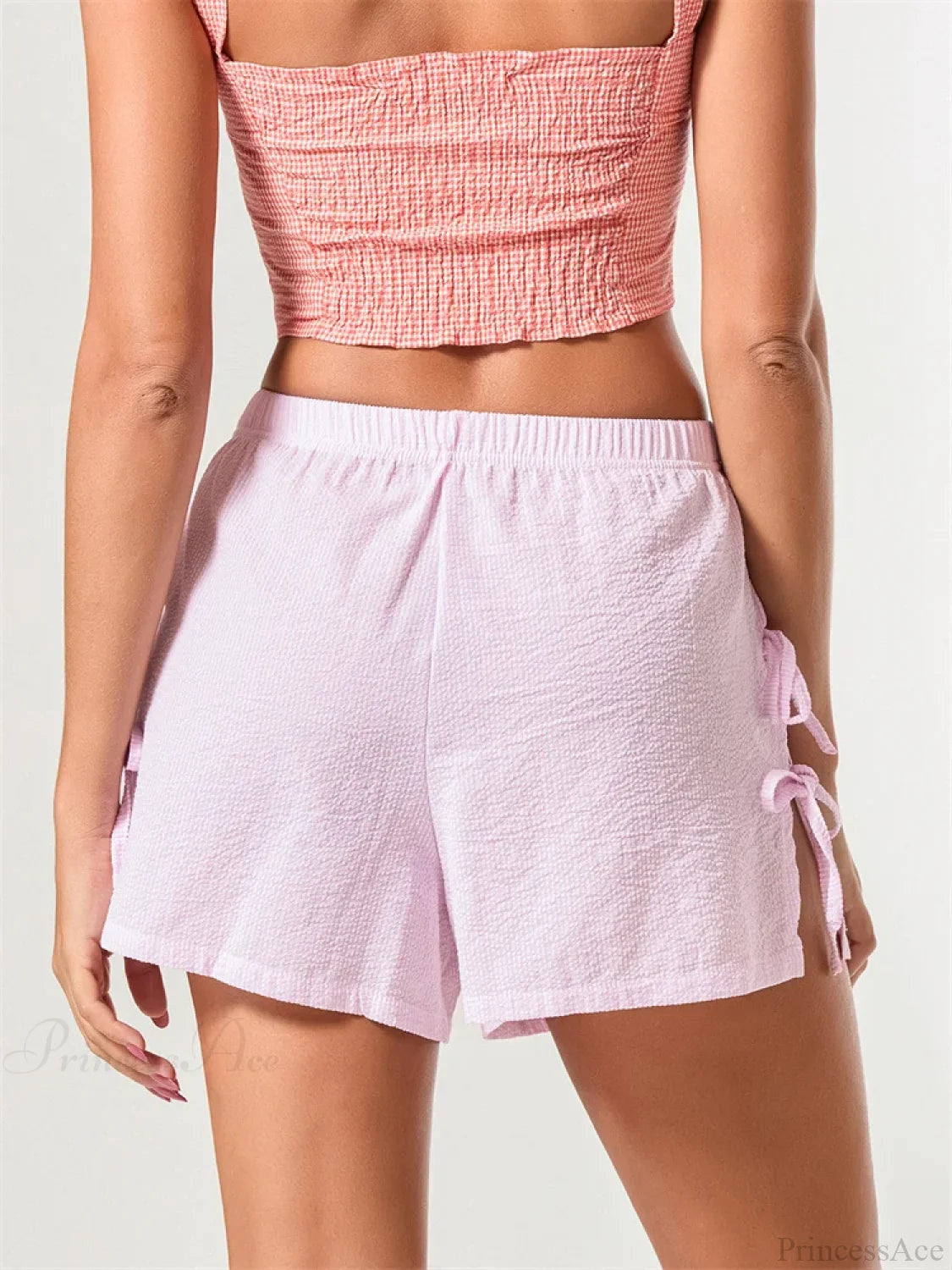 Striped Bow Tie-Up Split Short short-250223