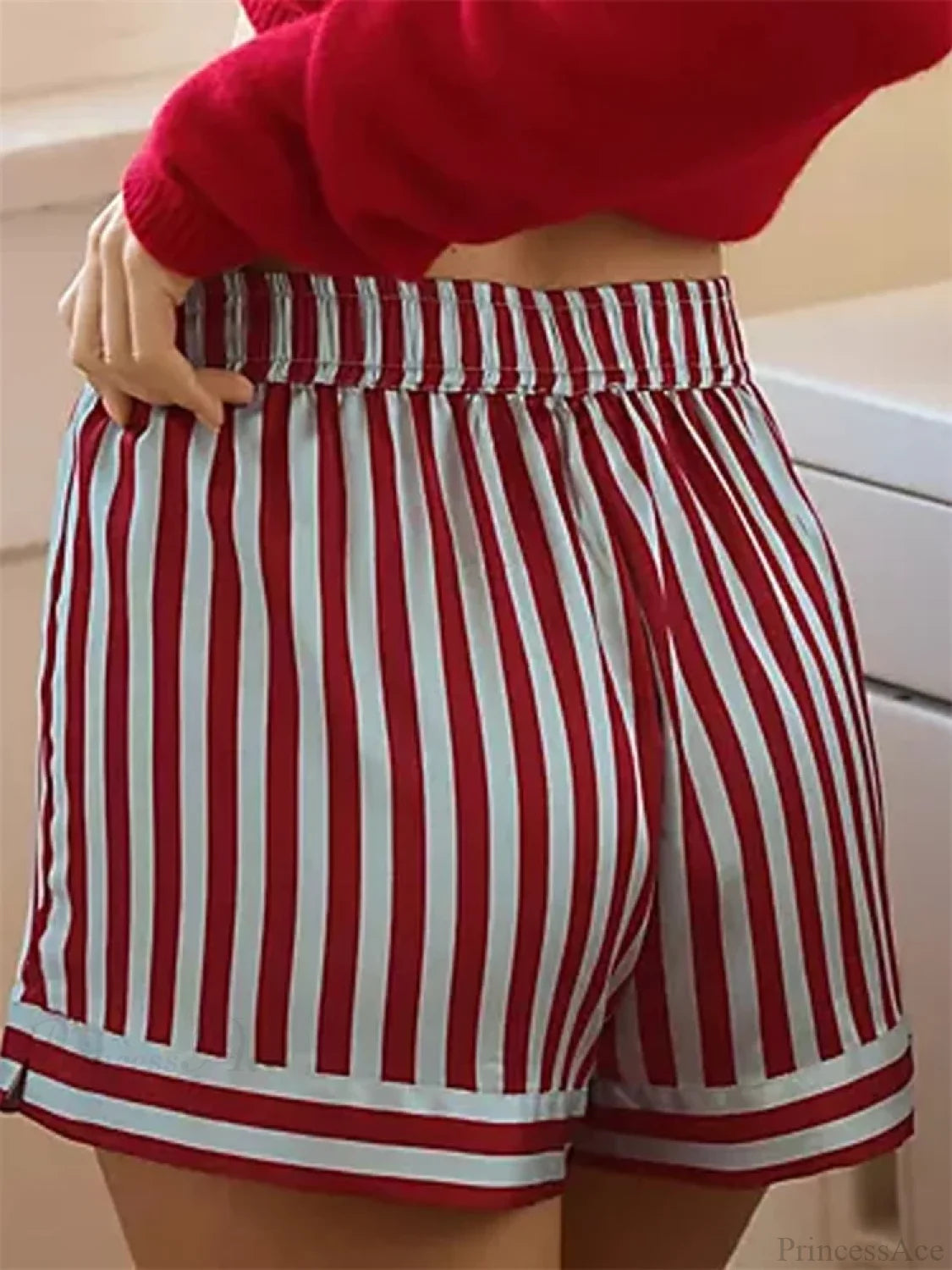 Striped Button Straight Leg Short short-250223