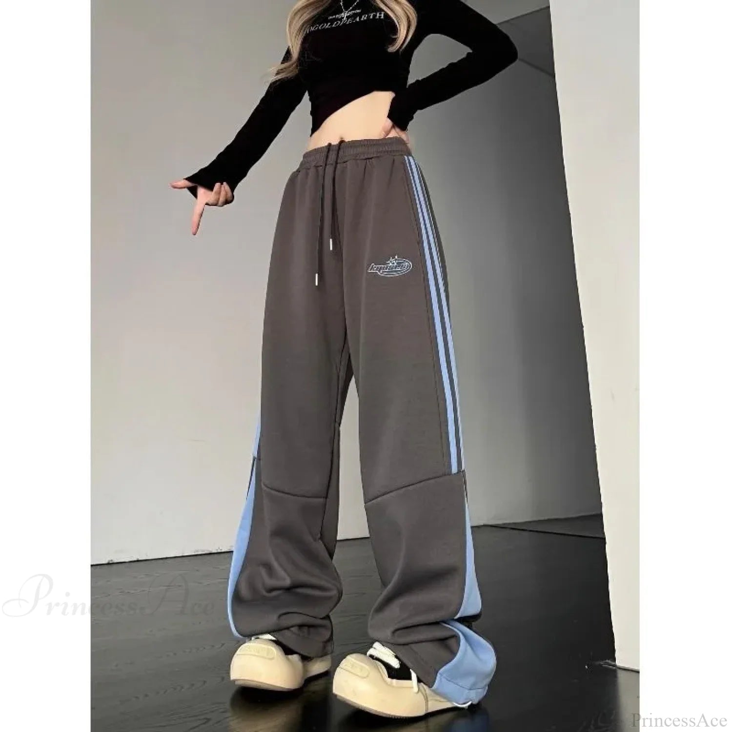 Striped Cargo Sweatpants Casual Pants Gray / M