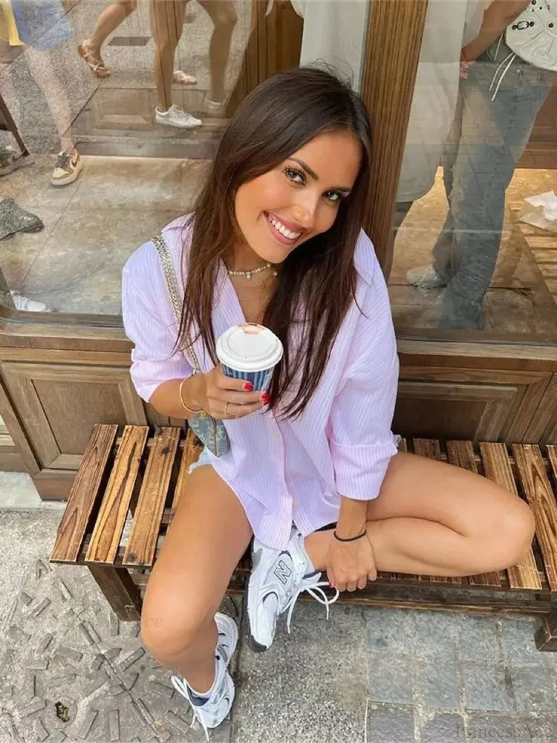 Striped Casual Office Blouse blouse-250223