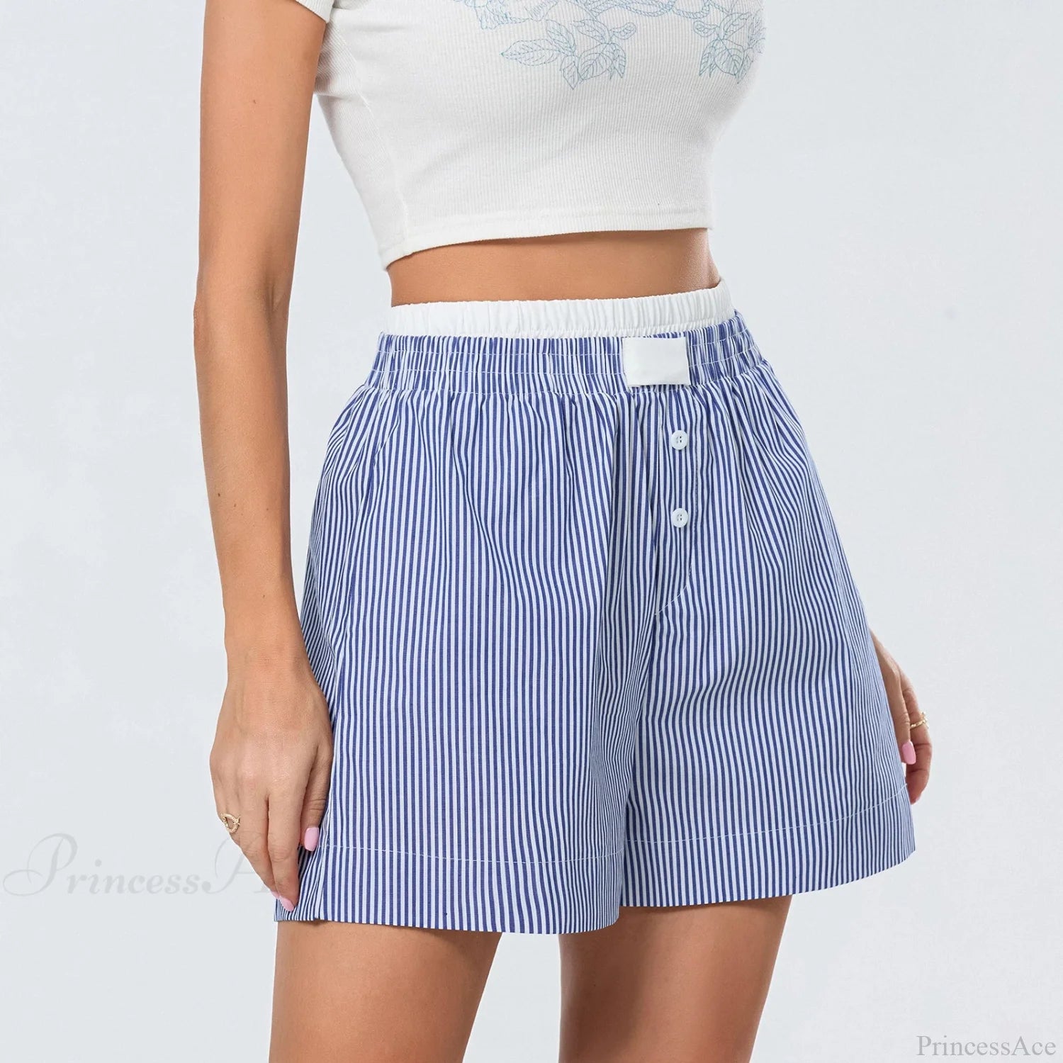 Striped Double-Layered Pajama Short Blue / S