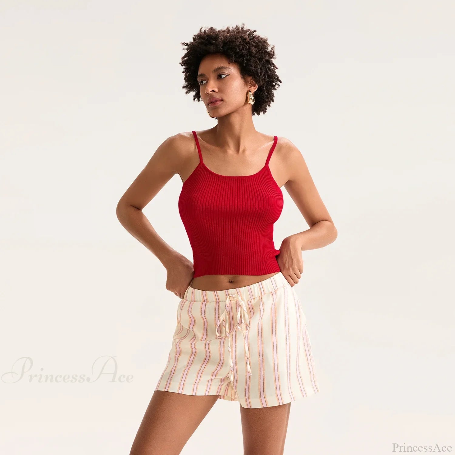 Striped Drawstring Pocket Short short-250223