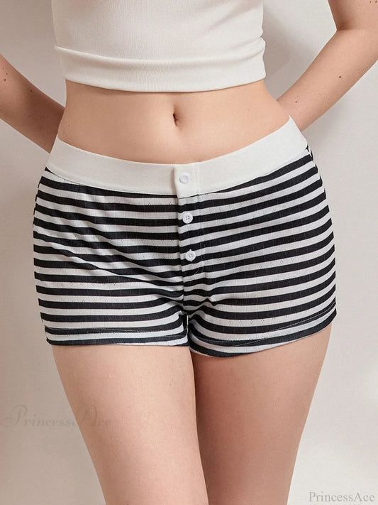 Striped Low Rise Pajama Short short-250223