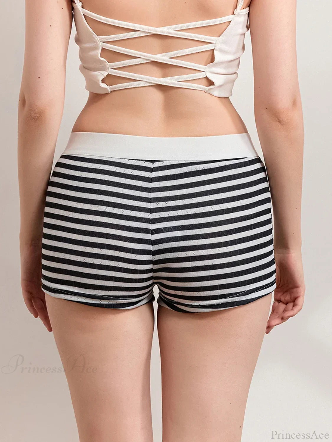 Striped Low Rise Pajama Short short-250223