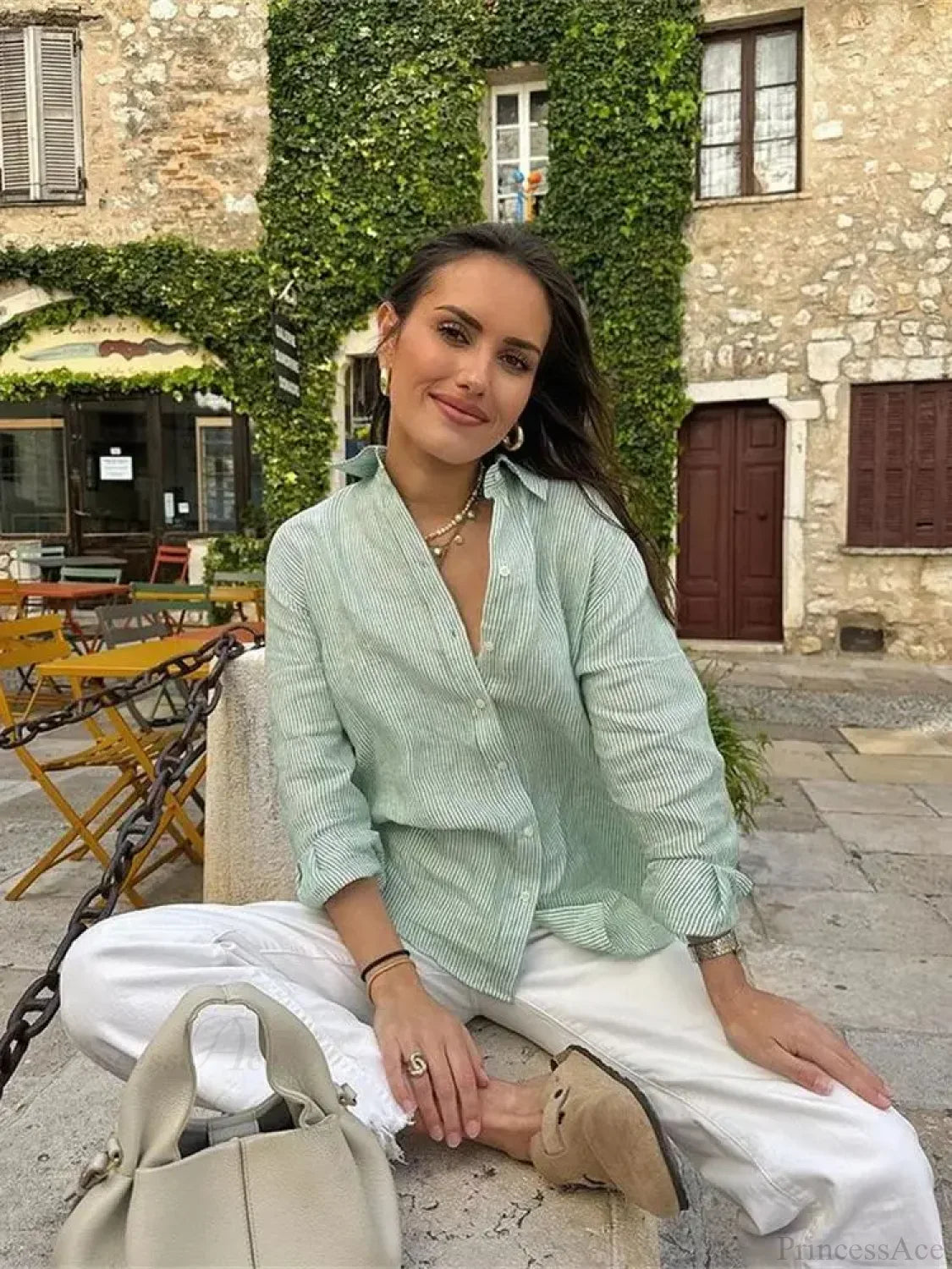 Striped Office Casual Blouse blouse-250223